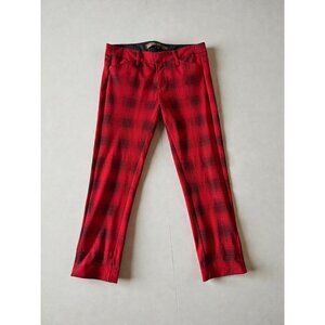 CALVIN RUCKER Hung on You Red Plaid Ankle Pants size 6